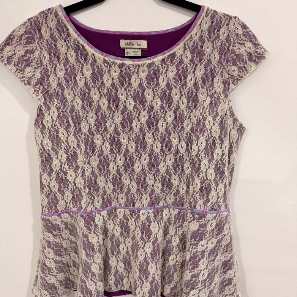 Matilda Jane Lace Peplum Top Size Medium Boho Romantic